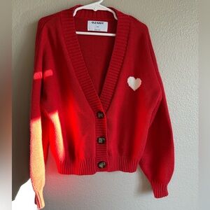 Old Navy knit cardigan youth size medium (8) Valentine’s heart unisex boy girl